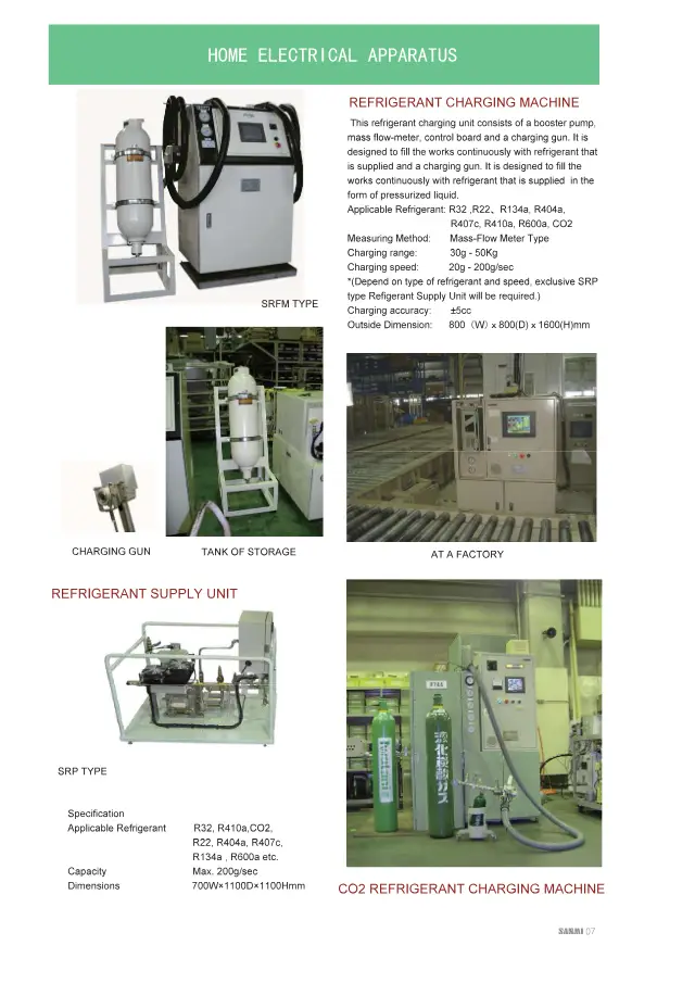 Kältemittelversorgungseinheit (Typ SRP) auf Seite 9 von „SANMI 製品カタログ“ (Sanbi Tex Co., Ltd.)