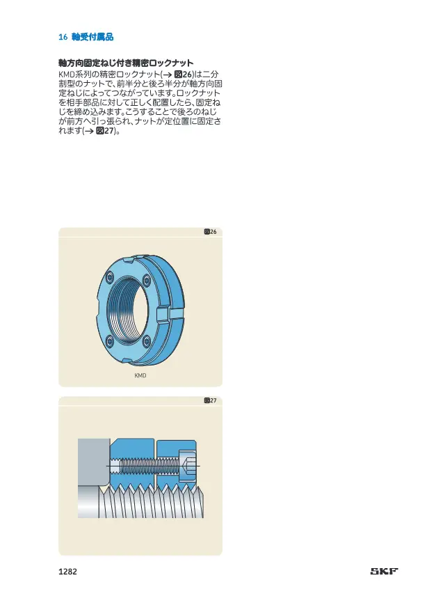 KMD Precision Lock Nut with Axial Locking Screw on page 15 of SKF "軸受付属品（アダプタスリーブ・取り外しスリーブ・ロックナット）"