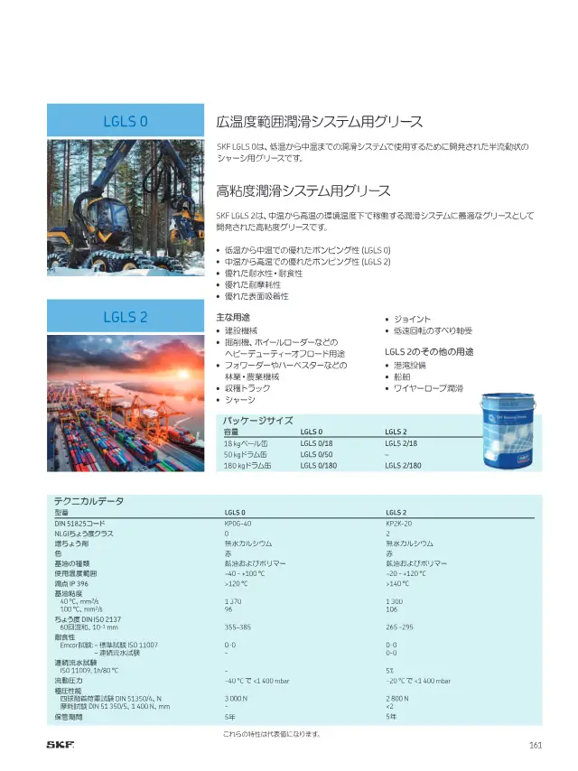 LGLS 0 Wide-Temperature-Range Lubrication System Grease on page 163 of SKF "SKFメンテナンス製品と潤滑製品"