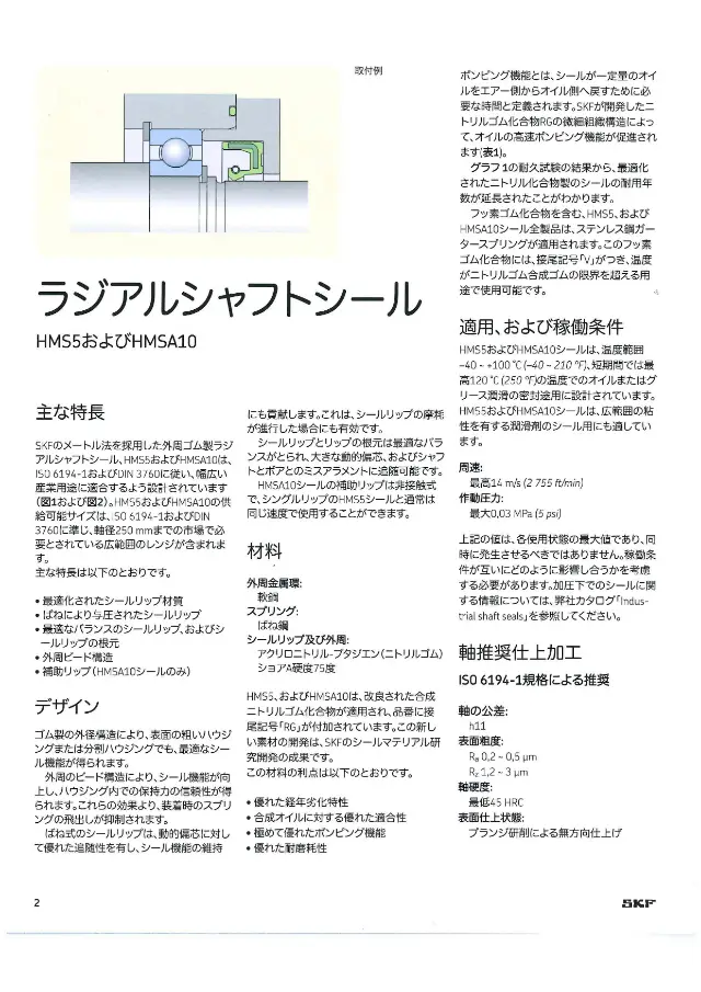 SKF《ラジアルシャフトシール HMS5およびHMSA10》第2页（刊载径向轴封 HMS5及HMSA10）