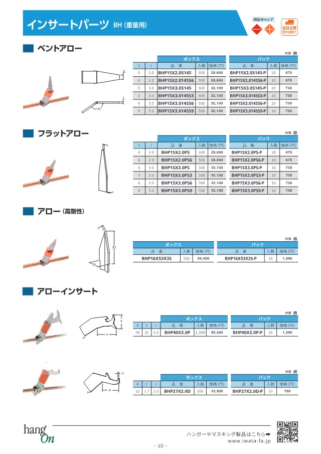 岩田制作所株式会社《塗装治具 ハンガー選定ガイドブック》第36页（刊载插入件 BH（重量用）滑轮式插入件 异形滑轮插入件）