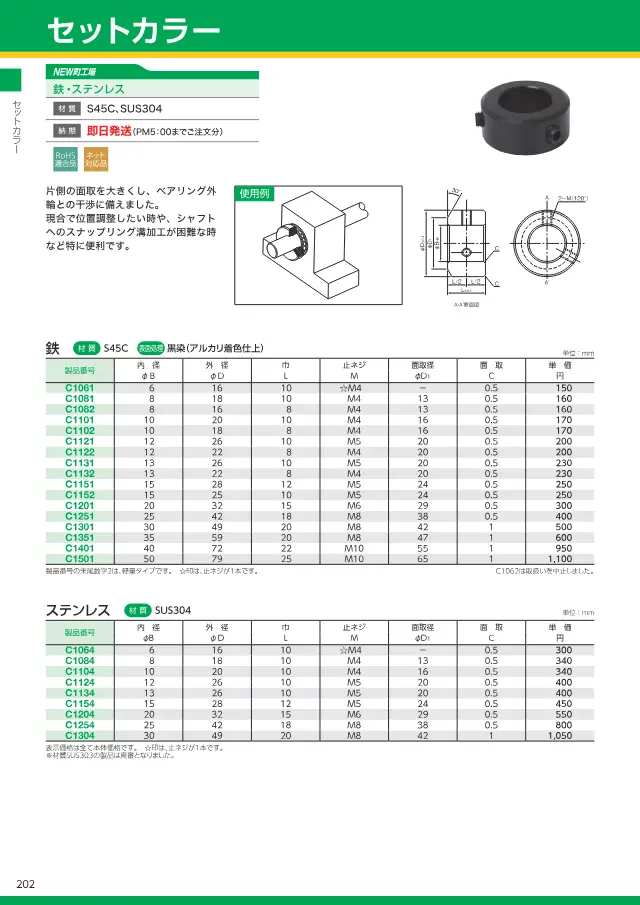 Collar de fixação na página 28 de "スプリングネット 製品カタログ（ページ抜粋）" de Springnet