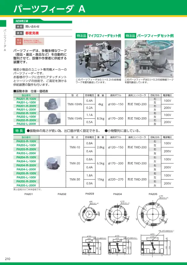Alimentador de Peças A – Corpo Vibratório na página 36 de "スプリングネット 製品カタログ（ページ抜粋）" de Springnet