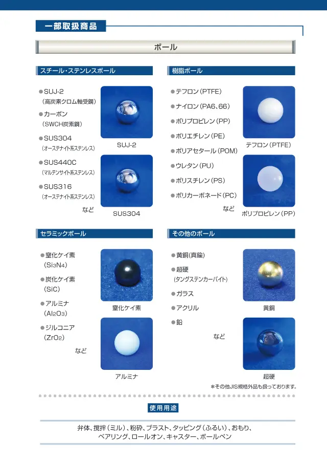 Higashi Jikuuke Co., Ltd. "AZUMA GROUP COMPANY PROFILE / Azuma Products Guide" belgesinin 5. sayfasındaki Reçine Bilyalar